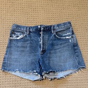 Agolde Blue Distressed Jean Shorts